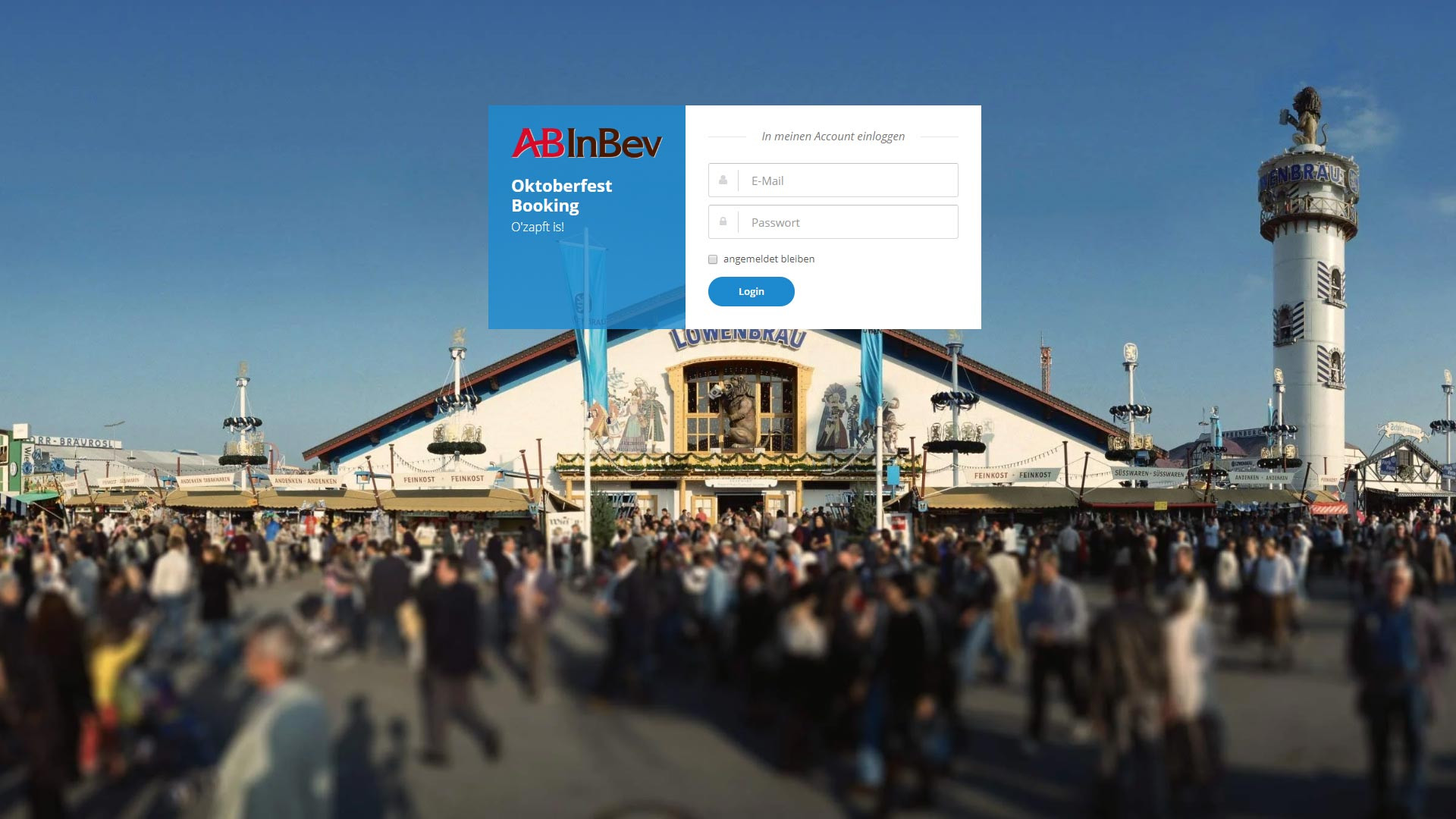 coma Kundenprojekt ABInBEV Ergebnis Anmeldung Reservierungssystem Startseite